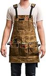 Luchuan Waxed Canvas Tool Apron with Many Tool Pockets(26.5inch x 26.5inch)