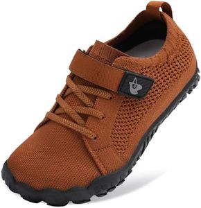 LeIsfIt Kids Barefoot Shoes Boys Girls Wide Sneakers Kids Anti-Slip Hiking Shoes Lightweight Sneakers for Toddler Little Big Kid Darkbrown 10 Toddler