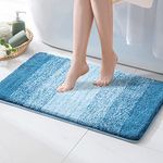 MIULEE Bath Mat Non Slip Thick Bathroom Mats Water Absorbent Bath Rug Soft Shower Mat Machine Washable Durable Floor Mat Small Rug Door Mat Inside Kitchen Rugs 17x24 Inch 40x60cm Blue