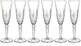 Barski Toasting Flute Glass -Champagne - Flutes - Set of 6 Flute Crystal Glasses - Wedding Toasting Flutes - Designed - 5.4 oz - by - Made in Europe