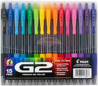 PILOT G2 Premium Gel Roller Pens, Rainbow Assorted Color Ink 0.7mm, 15 Pack