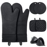 Oven Gloves, Funnydin Silicone Oven Gloves Set, Barbecue/Grilling/Microwave/Cooking Oven Mitts, Non-Slip And Heat Resistant, Include Cooking Potholder and Air Fryer Oven Gloves