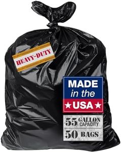 Extra Heavy Duty Black Contractor Garbage Bags 55 Gallon, 50 Trash Bags, Construction Grade, 3 mil, Made in USA