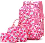 3Pcs Geometric Prints Girls Backpac