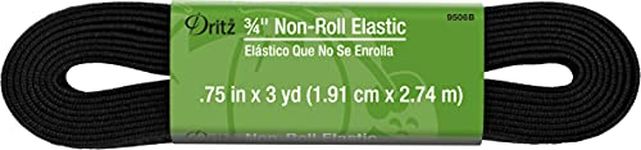 Dritz 3/4", 3-Yards Long, Black Non-Roll Elastic