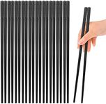 10 Pairs Non-Slip Fiberglass Chopsticks Gift Set for Asian Dishes Sushi Rice Noodles Ramen Dumplings, Premium Reusable Lightweight Chop Sticks Dishwasher Safe Easy to Use, Black Sakura Patterns