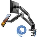 HUANUO Dual Monitor Arm for 13 to 40 Inch, Height Adjustable Monitor Desk Mount for 2 Computer Screens,Gaming Monitor Stand with Clamp/Grommet Base, Each Monitor Arm Hold up to 26.4 lbs