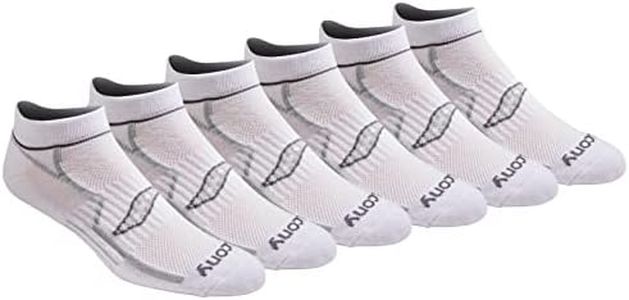 Saucony Men's Rundry Bolt Performance No-Show Socks, Available in M-XXL (6, 12, 18, White (6 Pairs), Large