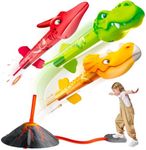 Necomi Foam Rocket Launcher for Kids - 3 Foam Rockets&Stomp Launcher-Up to 100Ft. Outdoor Toy -Christmas/Birthday Gifts for Kids Age 3+ Outdoor Toys, Family Fun, Dinosaur Toy