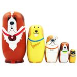 5 Pieces Cute Nesting Dolls Matryoshka Doll Russian Handmade Wooden Dolls Cartoon Angel Girl Pattern Toy Gift 6" Tall