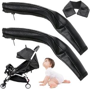 2 Piezas Cubierta de la manija del Accesorio del Cochecito, Funda de Asa para Cochecito de Bebé, Mango Universal de Cuero PU a Prueba de polvo, para la Mayoría de Los Cochecitos