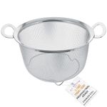 U.S. Kitchen Supply 3 Quart Stainless Steel Mesh Net Strainer Basket with a Wide Rim, Resting Feet and Handles - Colander to Strain, Rinse, Fry, Steam or Cook Vegetables & Pasta