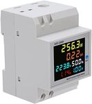 Single Phase Energy Meter Tester Rail Electricity Usage Monitor AC 40-300V 100A LCD Voltmeter Ammeter Voltage Amps Watt Kwh Frequency Power Factor Meter Multimeter