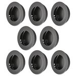 MOROBOR 8 Pack Round Finger Pull, Flush Pull Door Handle Stainless Steel Sliding Barn Door Pulls Recessed Kitchen Cabinet Handles Invisible Door Handle (Black)