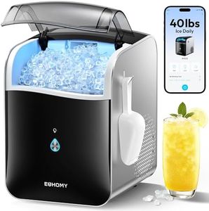 EUHOMY Smart Nugget Ice Maker Countertop, Portable Sonic Ice Maker with APP Control, 40lbs/24H, Ready in 8 Mins, Self-Cleaning, Pebble Ice Machine with Hanging Ice Scoop for Home/Kitchen/Office