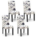 KOTEK Upholstered Dining Chairs Set of 4, Tufted Parson Chairs w/High Backrest, Solid Wood Legs, Modern Fabric Padded Side Chairs for Dining Room, Kitchen, Living Room (Pattern)