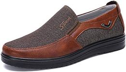 COSIDRAM Mens Slip on Loafers Walking Casual Driving Shoes Canvas Flat Lightweight Outdoor Brown 9
