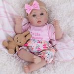 Milidool Lifelike Reborn Baby Dolls Girl - Realistic 18-Inch Newborn Baby Doll, Nice Gift for Kids Age 3+, Parents-to-be, Grandparents,Pink Clothes