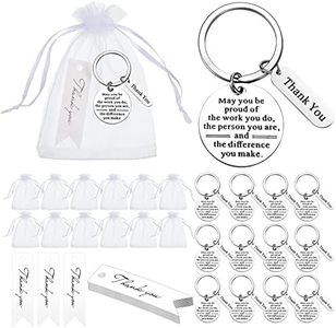 Yinkin 36 Pcs Employee Appreciation Gifts Bulk for Coworkers Keychains Organza Bags with Cards for Social Worker Staff Gifts(Silver)