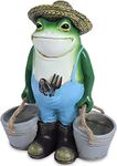 THE ENCHANTED GARDEN Farming Frog Ornament Outdoor Resin Fun Animal Figurine Decoration for Patio Lawn Yard Décor