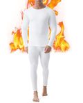 Runhit Long Johns Thermal Underwear for Men Cold Weather Long Underwear Fleece Lined Base Layer Thermal Pants and Shirts Set (Crewneck,Large,White)