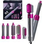 Dangfly Hot Air Brush for 5 in 1 Hot Air Styler Hair Dryer Comb Multifunctional Styling Tool Fast Heating Crimper Wand Manual Curler in All Hair Type,Negative Ion Comb for Straightening