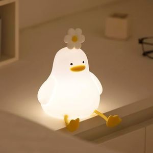 LADWOKFI Silicone Night Light “FLOWER DUCK”Cute USB 1200mAh Rechargeable Lamp Nursery Toddler Lights with Timing Function Dimmable Nightlights for Kids Adult Bedroom Birthday Gift