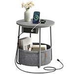 VASAGLE Side Table with Charging St