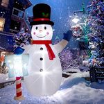 DROFELY 8 Foot Christmas Inflatable Snowman with LED Lights Decoration,Giant Xmas Blow up Outdoor Decorations White Snowmen & North Pole Sign Indoor Outdoor Holiday Addition -WM-14