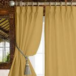 Villey Drapes Triple Pinch Pleated Blackout Curtains Thermal Insulated Room Darkening Curtains for Bedroom/Livingroom Pack of 1 Panels, Tiebacks, Hooks(Sand Brown, Custom)