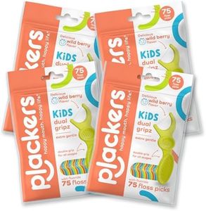 Plackers Kids Dental Floss Picks 75, Multicolor, Fruit Smoothie Swirl, Original Version, 300 Count (Pack of 4)