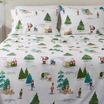 Great Bay Home Christmas Flannel Sheet Set California King Size - 100% Turkish Cotton, Double-Brushed, Winter Bed Sheets - Ultra-Soft, Cozy, 4-Piece Christmas Bedding Set (Watercolor Santa & Friends)