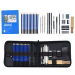 Angel Bear 35 Pieces Professional Drawing Pencils and Sketch Kit for Artist, Blue