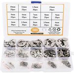 Toolly 380Pcs 304 Stainless Steel E-Clip Circlip External Retaining Ring Assortment Set, 14 Sizes