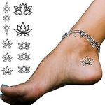 Tatodays Black lotus line flora simple flower temporary tattoos mehndi yoga women small adult temp tatoo on transfer paper waterproof