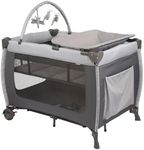 Safety 1st Amherst Baby Playard – 3-in-1 Travel-Ready Playard, Bassinet & Changer with Storage, Toy Bar – for Newborn to Toddler – Stardust