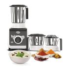 Stealth neo MixerGrinder,750W,AISI304 Food Grade SS Jars &Blades,Serrated Stainless Steel Blades,Lesser noise,ABS Body,3Jars Small (0.5L),Medium (0.8L), Large(1.5L), 5Year Motor Warranty (DARK GREY)