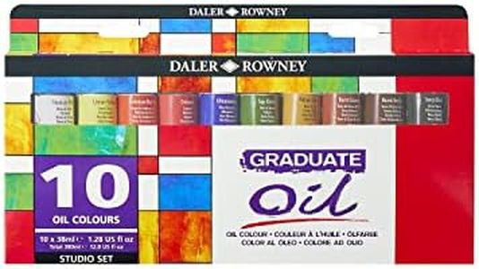 Daler-Rowney Graduate 38ml Oil Paint Set, 10 Assorted Colours, High Lightfastness, Ideal for Student Artists & Hobbyists