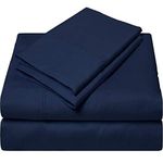 Three Quarter Size Sheet Set - 4 Piece - Hotel Luxury Bed Sheets- Easy- Fits (10-14" Inch) Deep Pocket 600-Thread Count 100% Egyptian Cotton (Three Quarter - 48" X 75"- Navy Blue Solid)