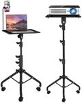 Alpen Projector Stand with Wheels, Adjustable Laptop Tripod Stand, Foldable Projector Tripod with Gooseneck Phone Holder, Laptop Floor Stand for Outdoor Movies, Office, Home, Stage (with Wheels)