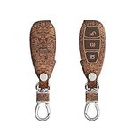 kwmobile Key Cover Compatible with Ford 3 Button Car Key Keyless Go - Faux Leather - Mayan Calendar Brown/Light Brown