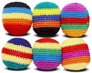 6 Pack Handmade Knitted Footbags Set, Hacky Footbag Sack Juggling Balls for Beginners Suitable Outdoor and Indoor Party Games and Coordination Training