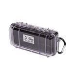 PELI 1030 Small Travel Case Electronic Devices, IP67 Watertight and Dustproof, 1L Capacity, Made in US, Clear/Black Liner