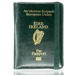 MOIRENTO Irish Passport Holder - RFID Blocking Travel Wallet - PU Leather Passport Cover, Ireland, Eire, Men, Women