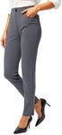 Rammus Womens Yoga Dress Pants with Pockets Stretch Work Leggings for Women Pull On Skinny Slacks for Business Office Casual Charcoal Grey