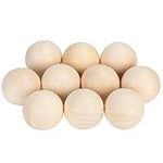 BELLE VOUS Wooden Craft Balls (10 Pack), 5cm Diameter, Unfinished Natural Wood Beads for DIY Projects, Jewelry Making, Home Decoration, Arts and Crafts