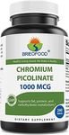 Brieofood Chromium Picolinate 1000 mcg Pills - 240 Tablets - 240 Servings - Non-GMO, Gluten Free