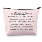 CMNIM Goddaughter Gifts Makeup Bag Goddaughter Religious Gifts Goddaughter Cosmetic Bag Zipper Pouch May God Forever Light Your Way, Goddaughter Makeup Bag Pink