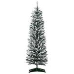 HOMCOM 5ft Tall Pencil Artificial Christmas Tree, Holiday Décor with Snow Flocked Branches, Green