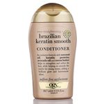 OGX Travel Ever Straightening Brazilian Keratin Smooth Conditioner | Coconut Oil, Keratin Proteins, Avocado Oil & Cocoa Butter, For Dry, Curly, Frizzy & Fine Hair Sulfate Free 88.7 Millilitre